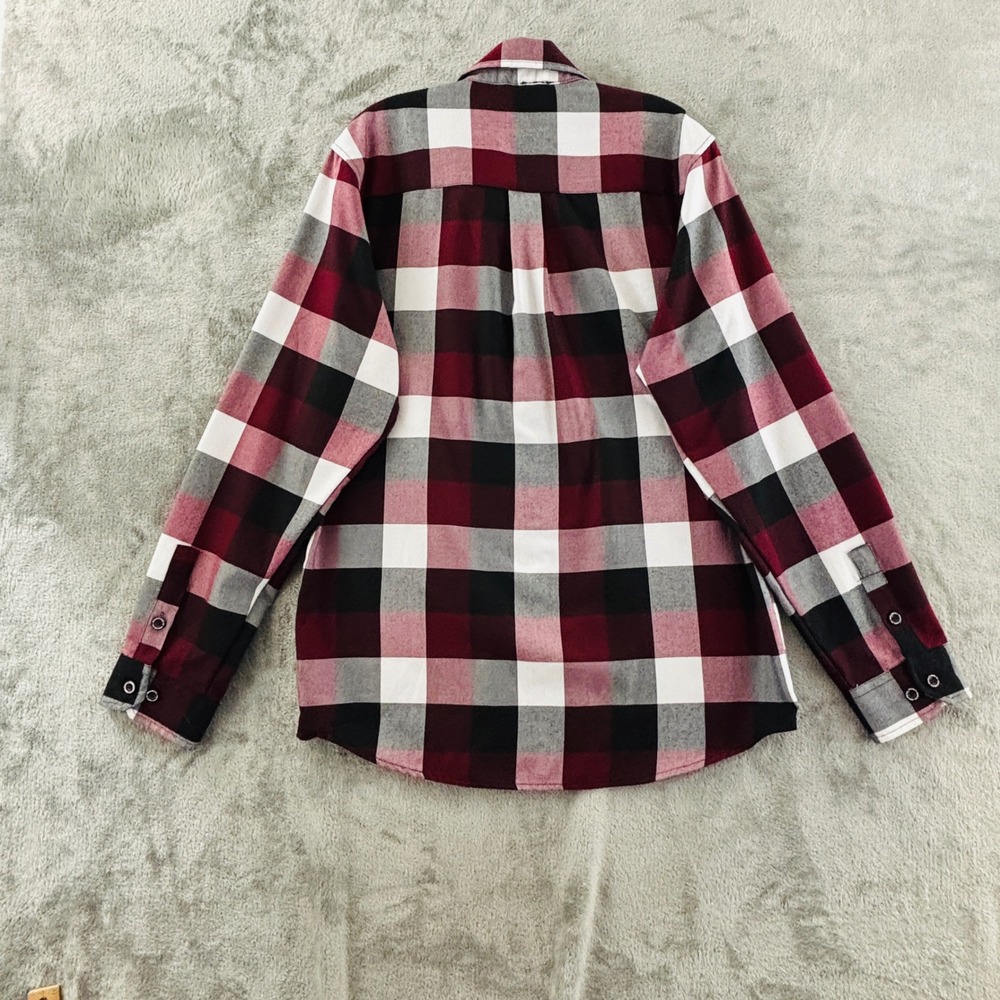 Dixxon Flannel Southpaw Button Up Shirt Mens M Red Black White Plaid Long Sleeve - Picture 2 of 9